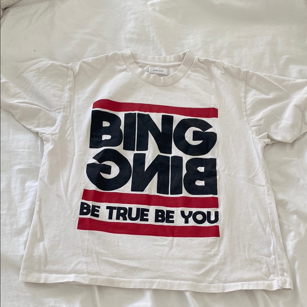 Anine Bing White Short Sleeve Graphic Tee